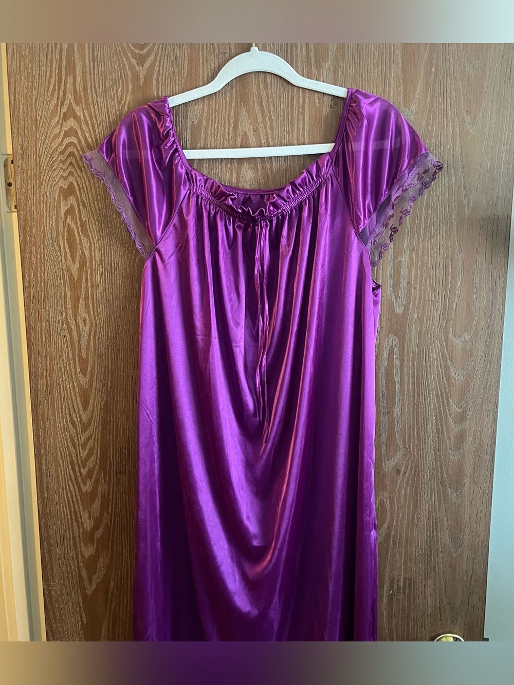 Vintage purple lace trim nightgown chemise XL